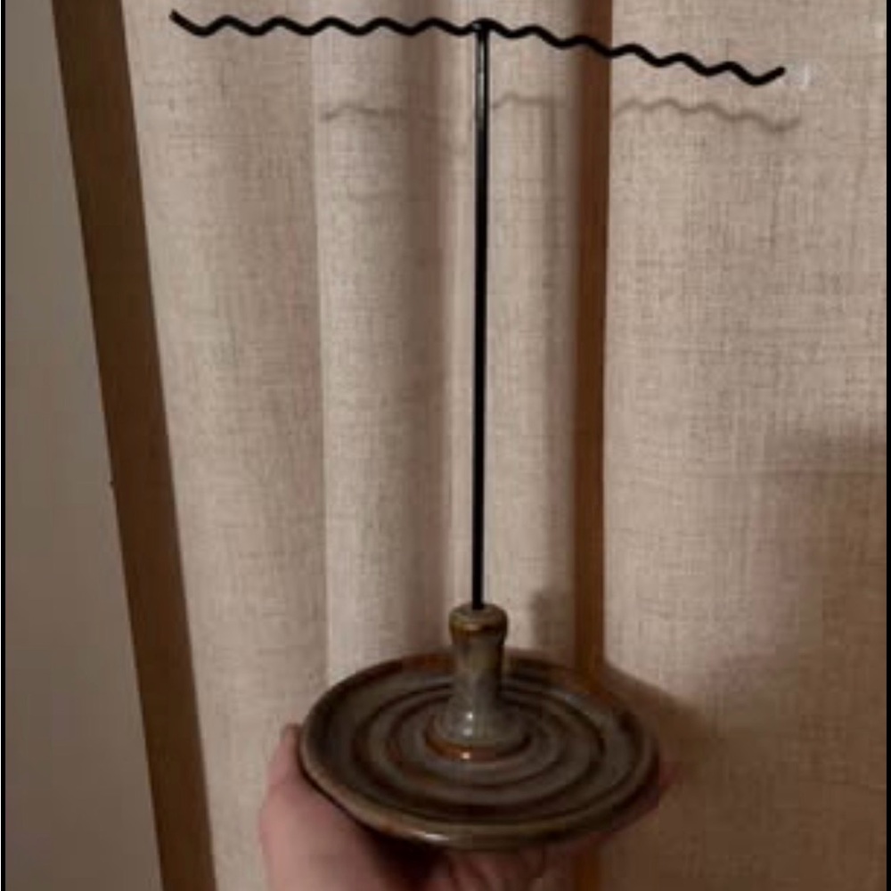 Ceramic Jewelry Holder with Black Stand